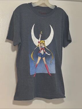 Sailor Moon Graphic Tee — Navy with White & Pink Print